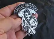 SONS OF ANARCHY Chrome Metal Motorcycle BADGE Suit Harley Davidson Outlaw