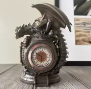 Custom Made Cold Cast Bronze Steampunk Dragon Table Clock With Trinket Box