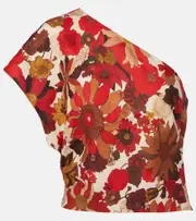 [SIR] SIR Belleto floral asymmetric linen top AU 6 multicoloured