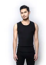 Mens Baselayers Thermal Spencers Pure Wool 200gsm Singlet Tank Vest Black