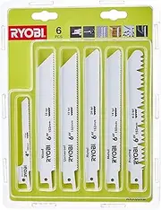 [RYOBI] RAK06RB Reciprocating Saw Blade Set, 6 Piece,White