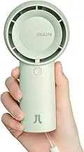 JISULIFE Handheld Portable Turbo Fan [16H Max Cooling Time], 4000mAh USB Rechargeable Personal Battery Operated Mini Small Pocket Fan with 5 Speeds for Travel/Outdoor/Home/Office - Green