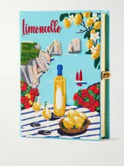 [Olympia Le-Tan] Olympia Le-Tan - Limoncello Embroidered Appliquéd Canvas Clutch - Blue - One size One size Blue