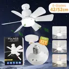 Ceiling Fan Socket Fan 40W E27 with Dimmable LED Light & Remote Controller