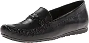 [Walking Cradles] Rose Petals Women's Esther Slip-On Loafer, Black Leather, 8.5 W US