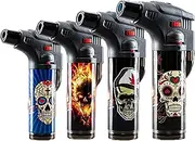 Homemaster Blow Torch Skull Design Refillable Gas Lighter, Assorted
