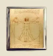 Vitruvian Man Cigarette Case Business Card ID Holder Wallet Da Vinci Art