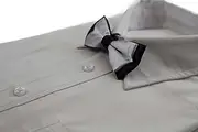 [Tie Store Australia] Boys Silver Two Tone Layer Bow Tie Black, Silver