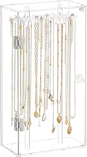 boailydi Acrylic Necklace Holder, Necklace Organizer, Rotatable Clear Jewelry Organizer Display Case for Long Necklaces Pendant Bracelets, Jewelry Holder
