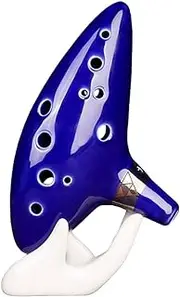 Ocarina Instrument 12 Hole Alto C Ceramic Ocarina with Songbook Bag Display Stand,Musical Instrument Kids Adults