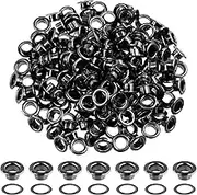 Hilitchi 400Pcs 1/5 Inch - 6mm Gun-Black Thicken Grommet Eyelets Metal Eyelets with Washers Assortment Kit, Hole Self Backing Eyelet for Bead Cores, Clothes, Leather, Canvas