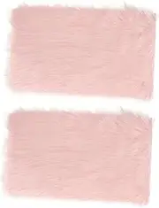 EXQUIMEUBLE 2pcs Pink Faux Fur Photo Background Mat Fluffy Fuzzy Craft Rug for Nail Art Jewelry Photography Durable Easy Maintenance Elegant Visual