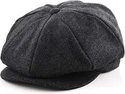 [M MOACC] Men's Classic Herringbone Tweed Wool Blend Newsboy Ivy Hat