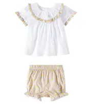 [Patachou] Patachou Floral cotton top and shorts M 12 white