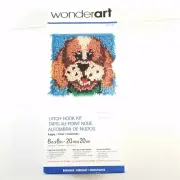 Caron Wonderart Latch Hook Kit 8"x8" Brown & Tan Puppy Face Green Collar 426136C