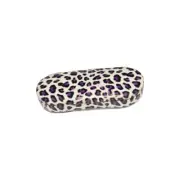 Animal Print Clam Shell metal Eyeglass case ! Purplee spots FREE SHIPPING