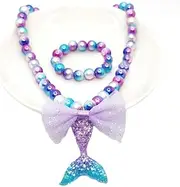 Costume Bay Kids Girls Mermaid Tail Necklace Bracelet Jewellery 2pcs Set Kit Beads Charm Fashion Costume Accessories Beach-themed Underwater Fantasy