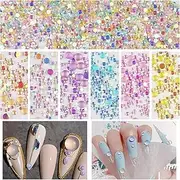 FULZTEY 810Pcs Crystal Mermaid Rhinestones Set - 3D Matte Candy Colorful Mixed Gems Beads Flatback Glass for Nail Art DIY Crafts Clothes Shoes Jewelry Decoration