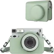 Rieibi Camera Case Compatible with Instax Wide 400，Carrying Case for Fujifilm Instax Wide 400 Instant Camera，Retro PU Leather Camera Bag，Protective Case With Shoulder Strap - Green