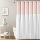 Tulle Skirt Colorblock Shower Curtain, 72" x 72", Blush & White