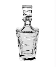 Bohemia Lead Crystal Decanter Zig Zag Square Czech Republic Bottle Carafe Clear