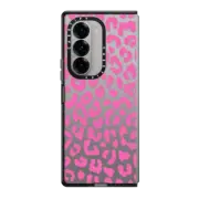 Galaxy Z Fold6 Impact Case Pink Transparent Leopard Print