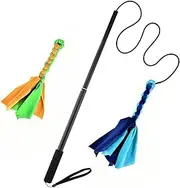 HiLLeo Interactive Dog Toys for Aggressive Chewers, Extendable Flirt Pole Dog Toy for Small and Medium Dogs Chase and Tug of War with 2 Lure Chewing Toy, for Outdoor Exercise & Training (Black)