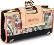 [VNFIOEI] Women Wallet Leather Large Capacity Women's Handbag Large Capacity Long Wallet, with 10-card slots and clips, Gery, Vintage