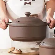 Natural Terracotta Casserole with Lids Clay Pots for Cooking, Unglazed Earthenware Rice Pots (T4-3.6QT)