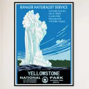 Galrie Vintage 1938 Yellowstone National Park Travel Poster Featuring Old Faithful Geyser, Black Frame, A3 30x 42cm (12x 16inch)