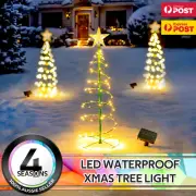 Outdoor Waterproof Christmas Tree Solar Lights Garden Jingle Party Decor Star