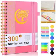 PAIBAS Lined Spiral Notebook Journal 5.8" X 8.4" with 300 Numbered Pages,A5 Jour