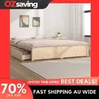 wooden bed frame storage drawers double size 137x187 cm pine 3498