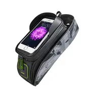 021 MTB Road Bicycle Bike Bag Rainproof Touch Screen Cycling Top Front Tube Frame Bags 6.0" Phone Case Bike Accessories GRAY COLOR