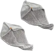 ELAYARD 2Pcs Quick Drying Hair Towel Bamboo Charcoal Absorbent Cap for Women and Ladies Lightweight Durable for Fast Hair Drying and Daily Use