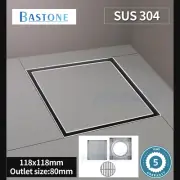 118x118mm Bathroom Shower Grate Drain Smart Tile Insert Strip Floor Waste SUS304