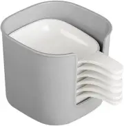 6Pcs Plastic Dipping Dish with Storage Box /4.92*3.62*3.14inches, white+grey