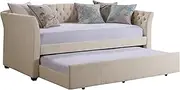 [Rosevera] Adrie Upholstered Twin Daybed with Trundle and Tufted Button Daybed Frame, for Living Room, Bedroom, Guest Room