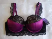 LOVEHONEY, Push-Up Bra in Size 1X/2X, Colour in Black and Purple
