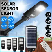 Solar Sensor Flood Light Street Radar Motion Secutiry Rechargeable Remote Timer