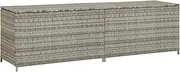 'vidaXL Durable Garden Storage, Poly Rattan, Weather-Resistant Outdoor Box with Gas Lift Mechanism, Grey, 200x50x60 cm