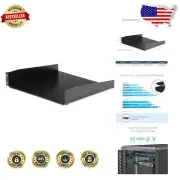 2U Heavy-Duty Server Rack Shelf - 16" Deep Steel Cantilever Mount, 44lb Capacity