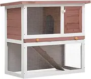 Generic Outdoor Rabbit Hutch 1 Door Brown Wood