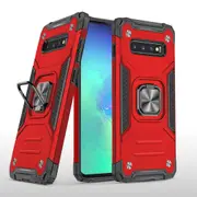 MCC Shockproof Samsung Galaxy S10e Heavy Duty Tough Case Cover Ring Holder [Red]