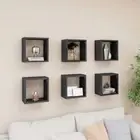 6 Pcs High Gloss Cube Shelves Grey Home Decor Floating Display Rack Shelf Set