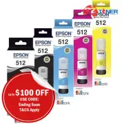 5x Genuine Epson T512 EcoTank Ink Bottles Set->Expression Premium ET7700 ET7750