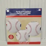 MLB BASEBALL PAPER LANTERNS 3 ct ~ Game Day Birthday Party Supplies Decorations