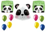 PANDA Pandemonium Head Jungle Zoo Happy Birthday Party Mylar Latex Balloons Set