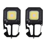 2 Pcs Keychain Work Light Mini COB Lamp IP66 Multi Function LED Flashlight.