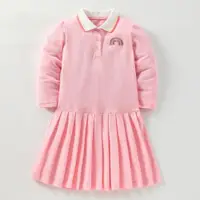 在飛比找ETMall東森購物網優惠-POLO秋季粉色長袖學院風百褶童裝